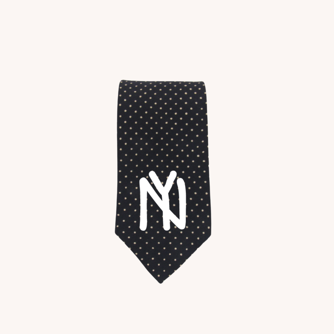 Black OB NY Scribble Dotted Custom Tie